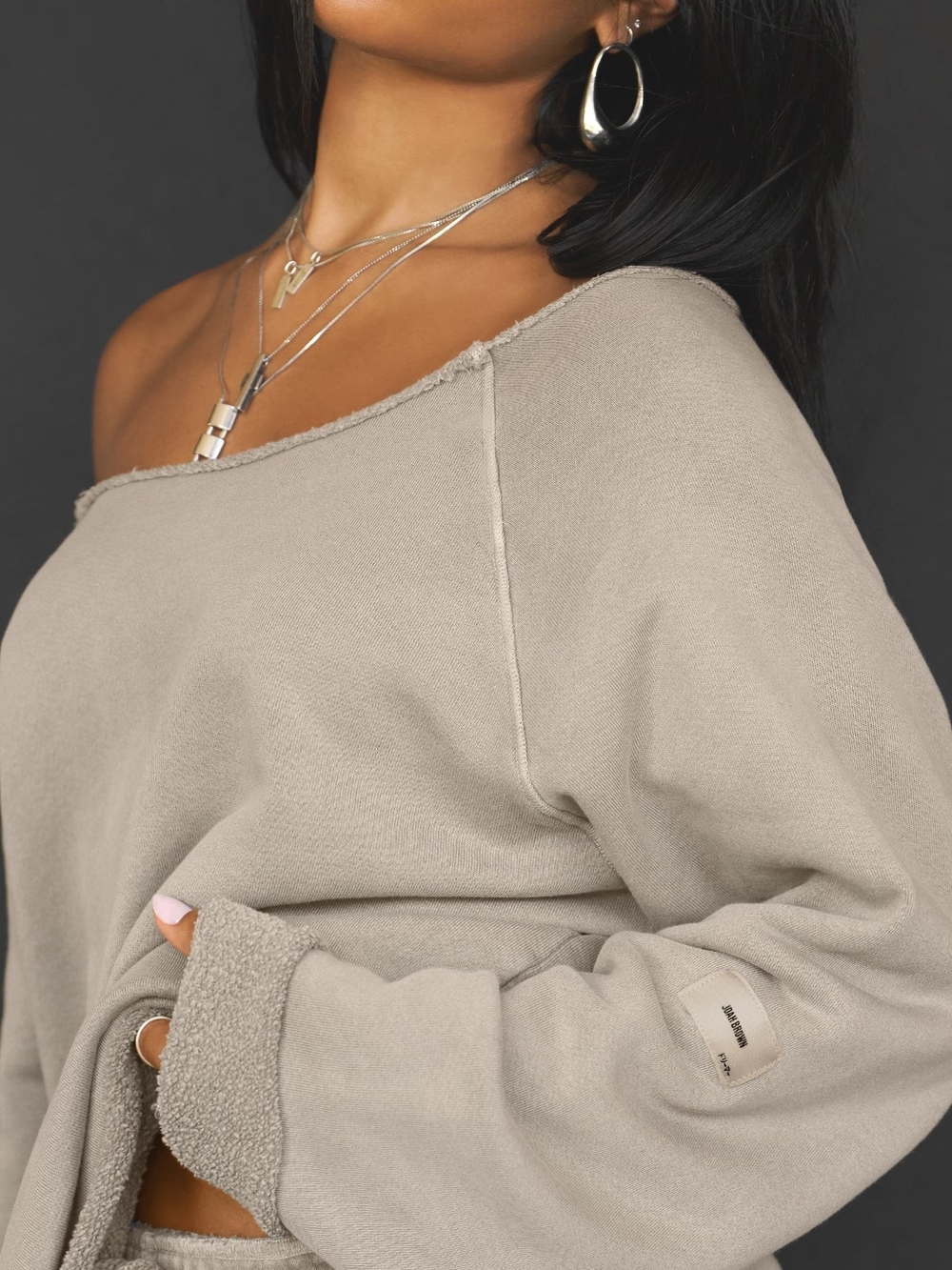 Joah Brown Slouchy Pullover Sweatshirt in Sand | S/M, SOLD OUT